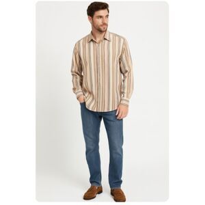 Tommy Bahama Shirt Striped EUC Button Up Long Sleeve Mens Size XL